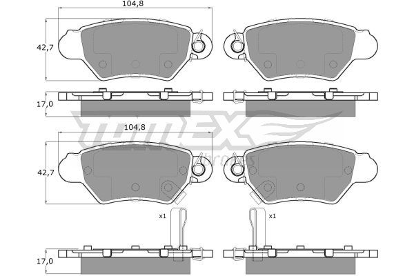 TOMEX BRAKES stabdžių trinkelių rinkinys, diskinis stabdys TX 14-12